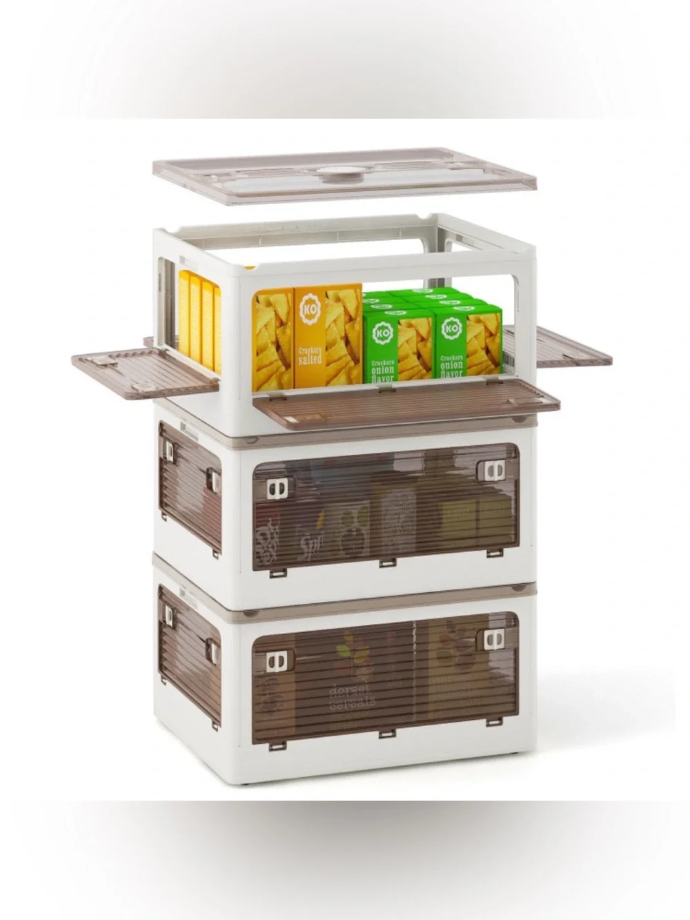 3-Pack Stackable Collapsible Storage Bins w/ Lids & 5 Opening Ways, 39 QT (NWT)